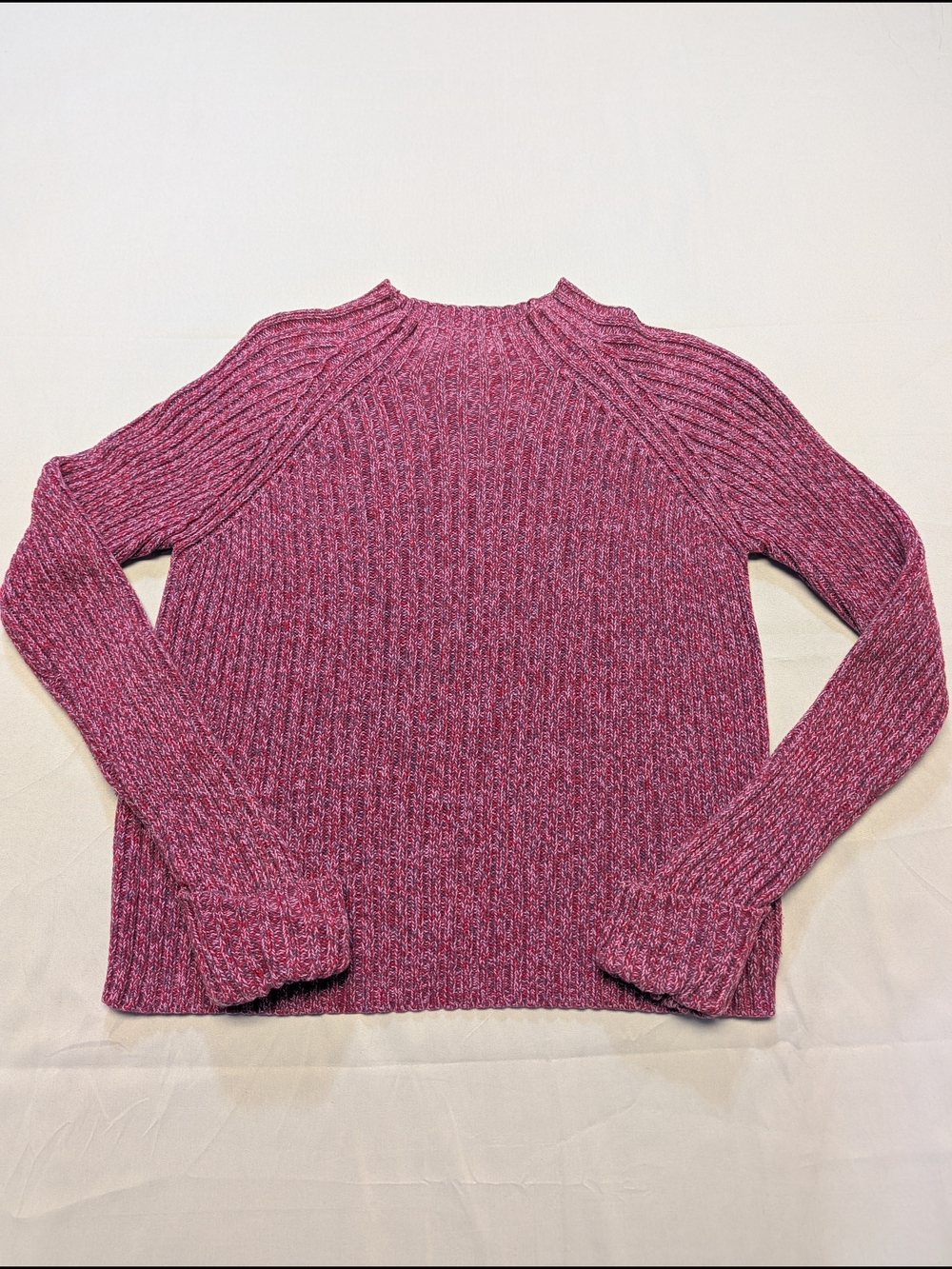 Vintage 90's Women's Large Mock Neck Chunky Ribbed Sweater Fisherman Preppy Y2K